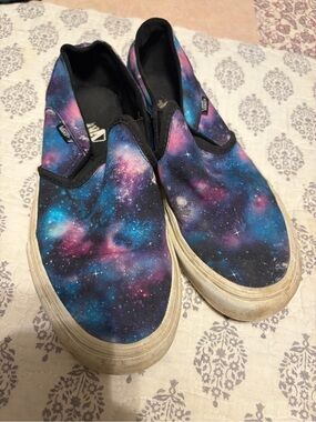 Vans Slip-On Galaxy Print Sneakers - Blue Purple Pink 8.5